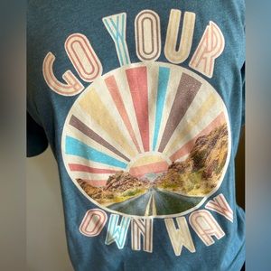NWT Go Your Own Way  graphic size medium blue tee